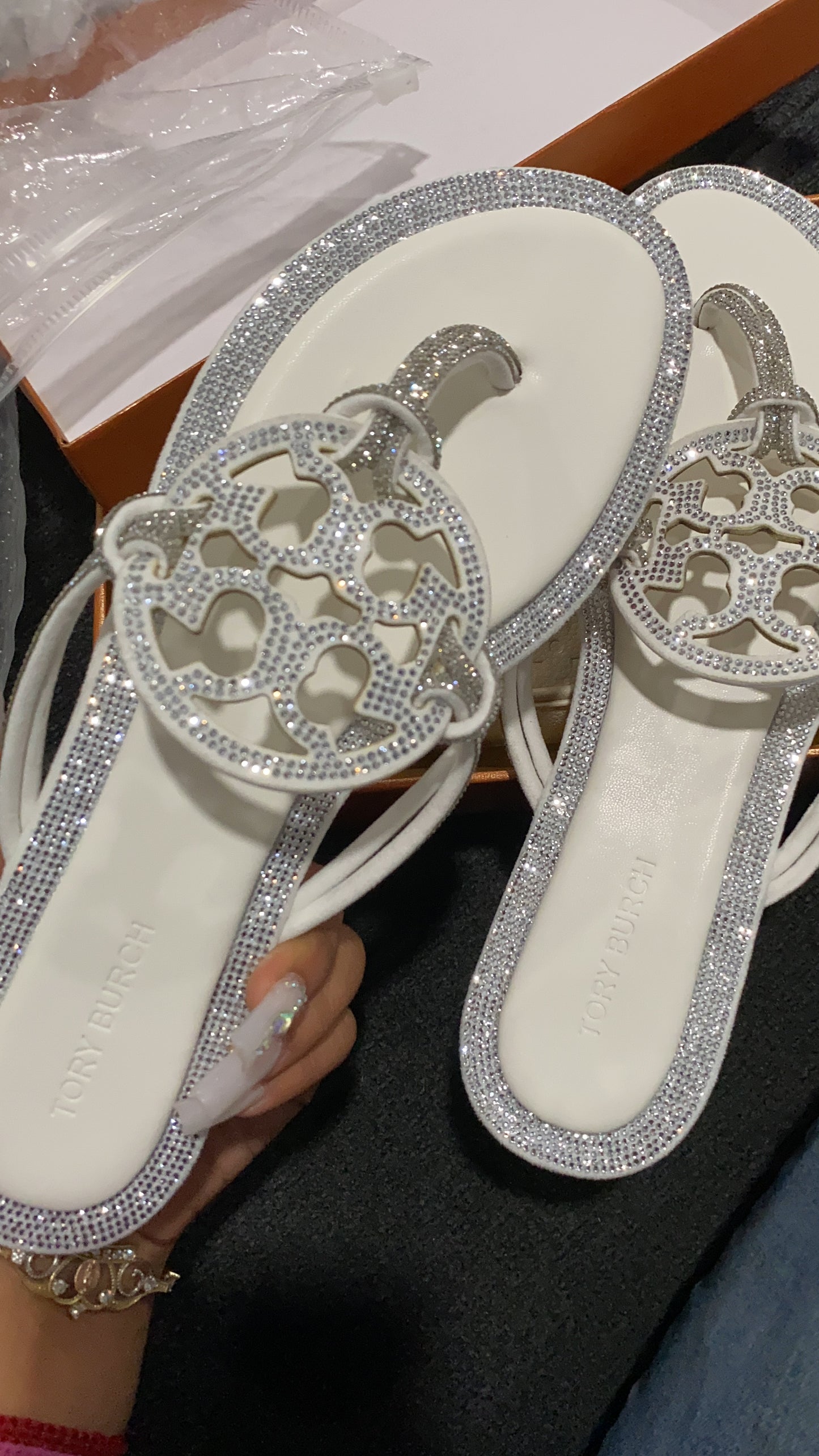 White sparkly sandals ( no box )