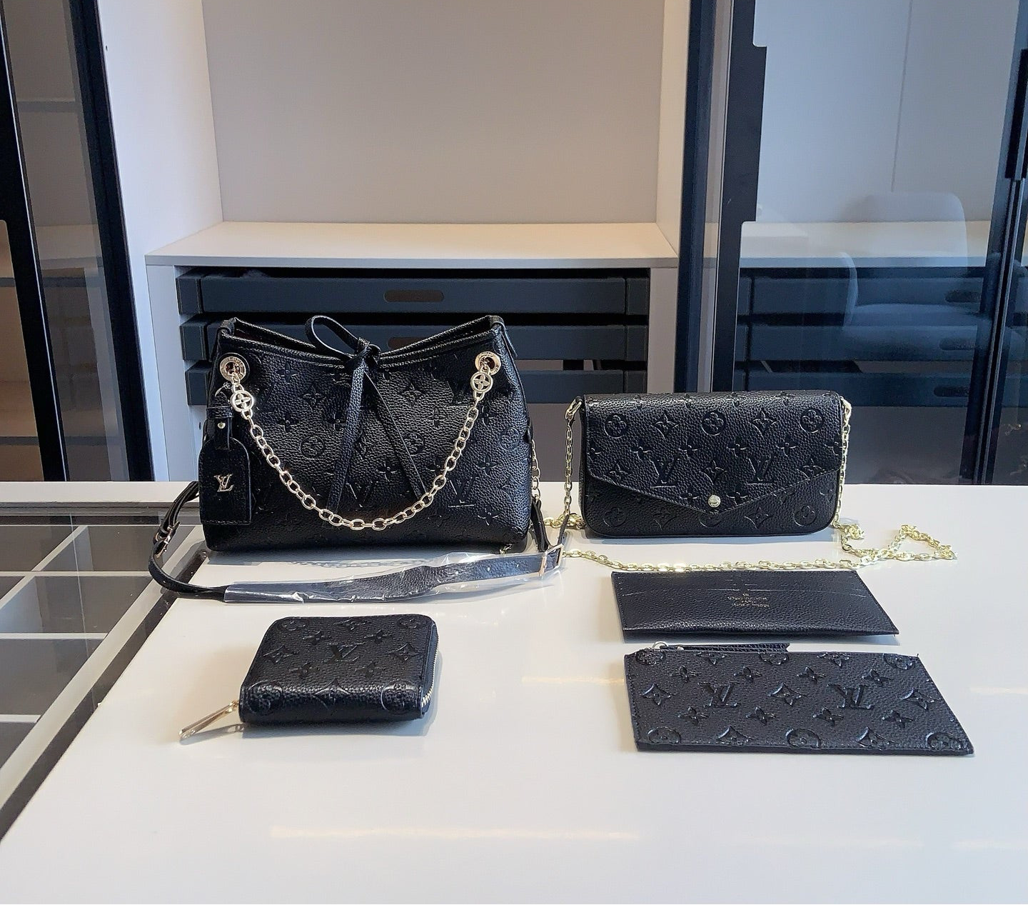 Black monogram purse set