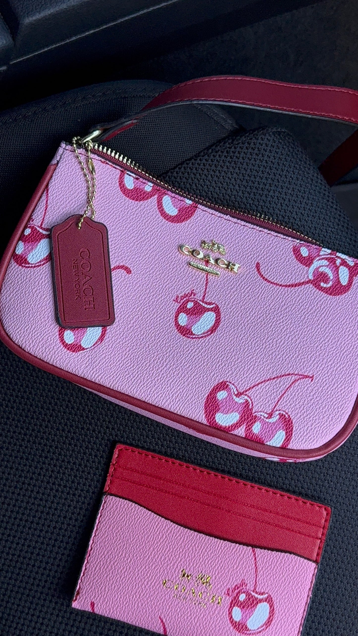 Cherry bag & card holder duo (no box)