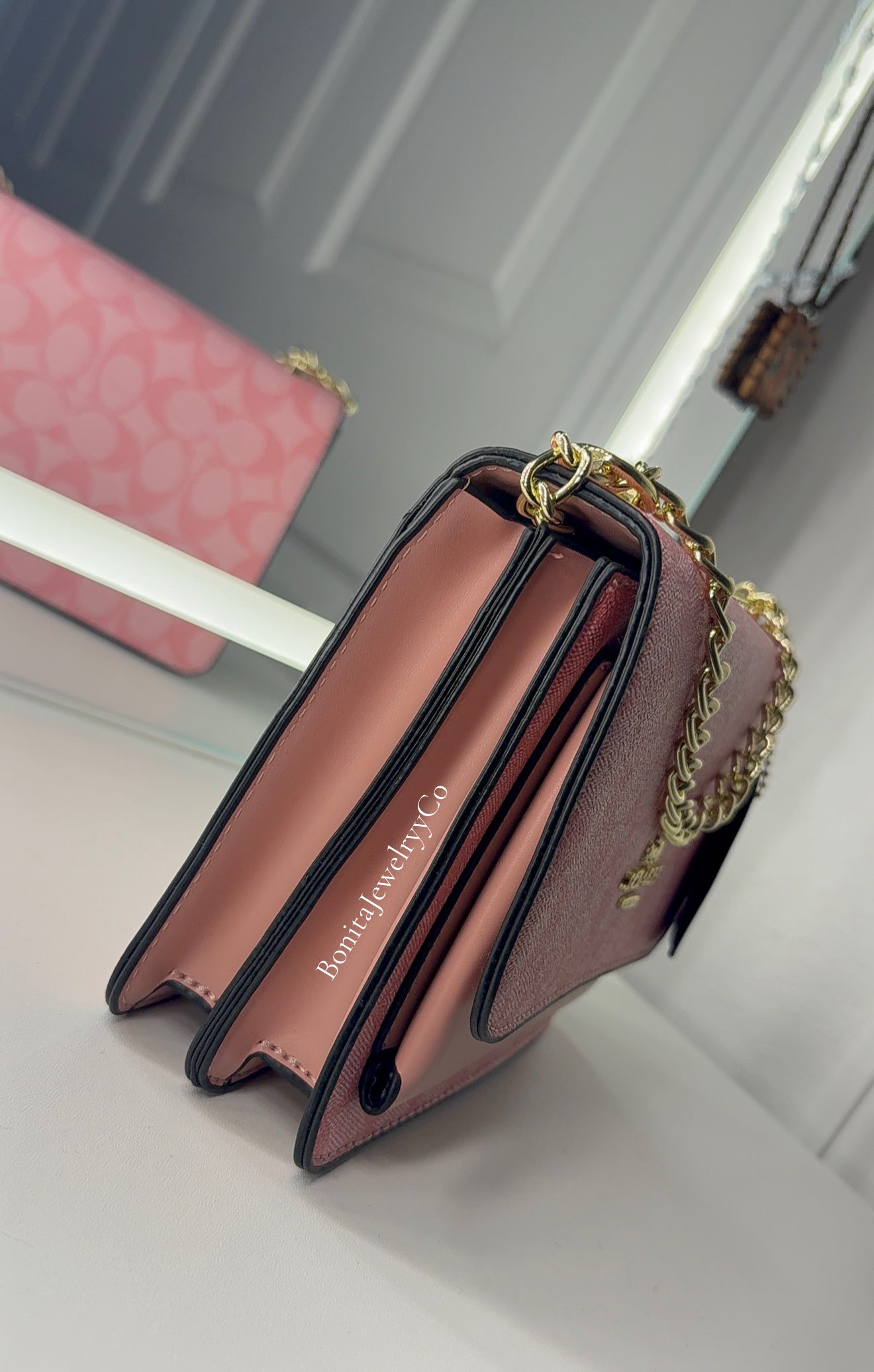 Pink cross body purse