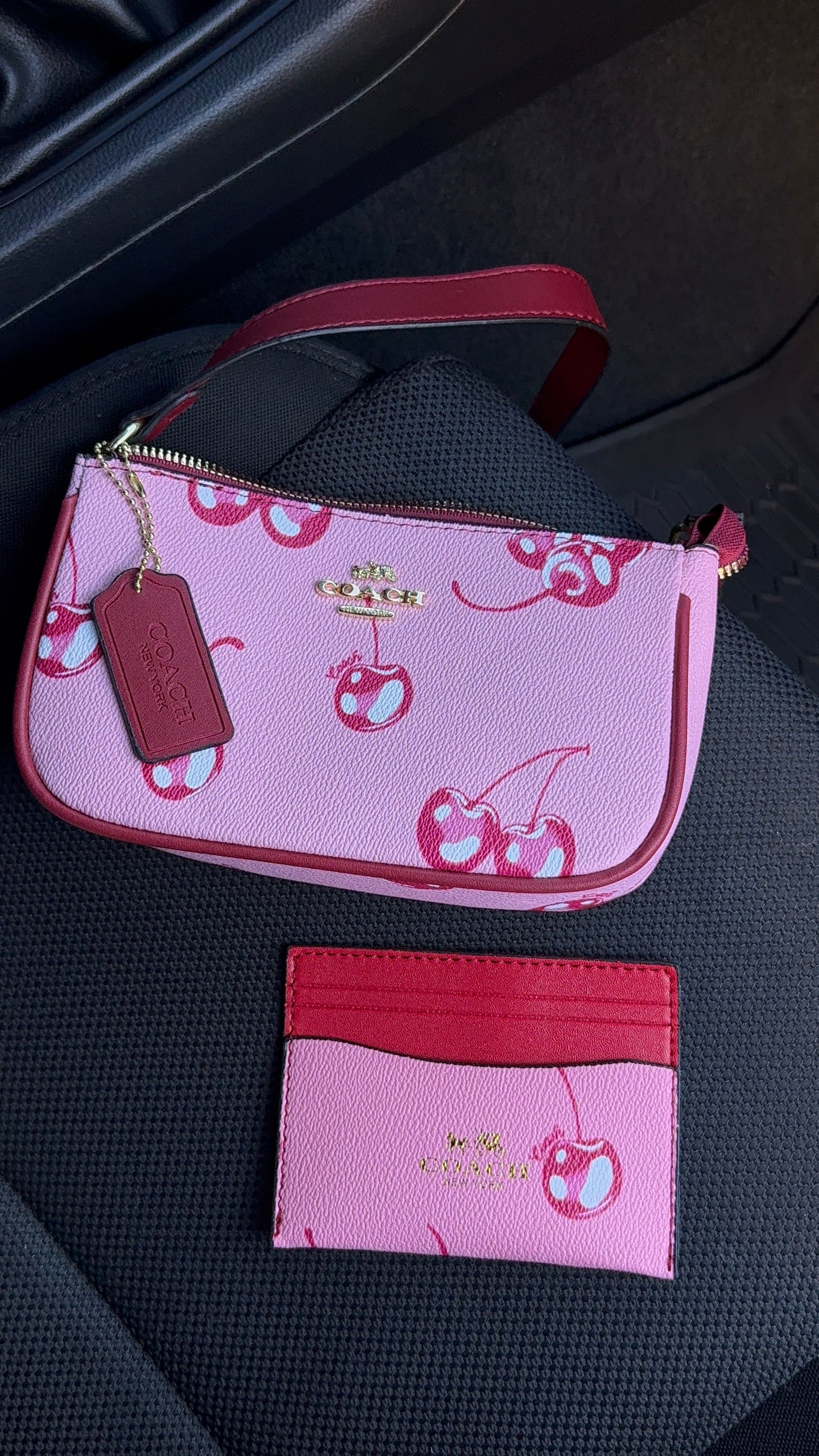 Cherry bag & card holder duo (no box)