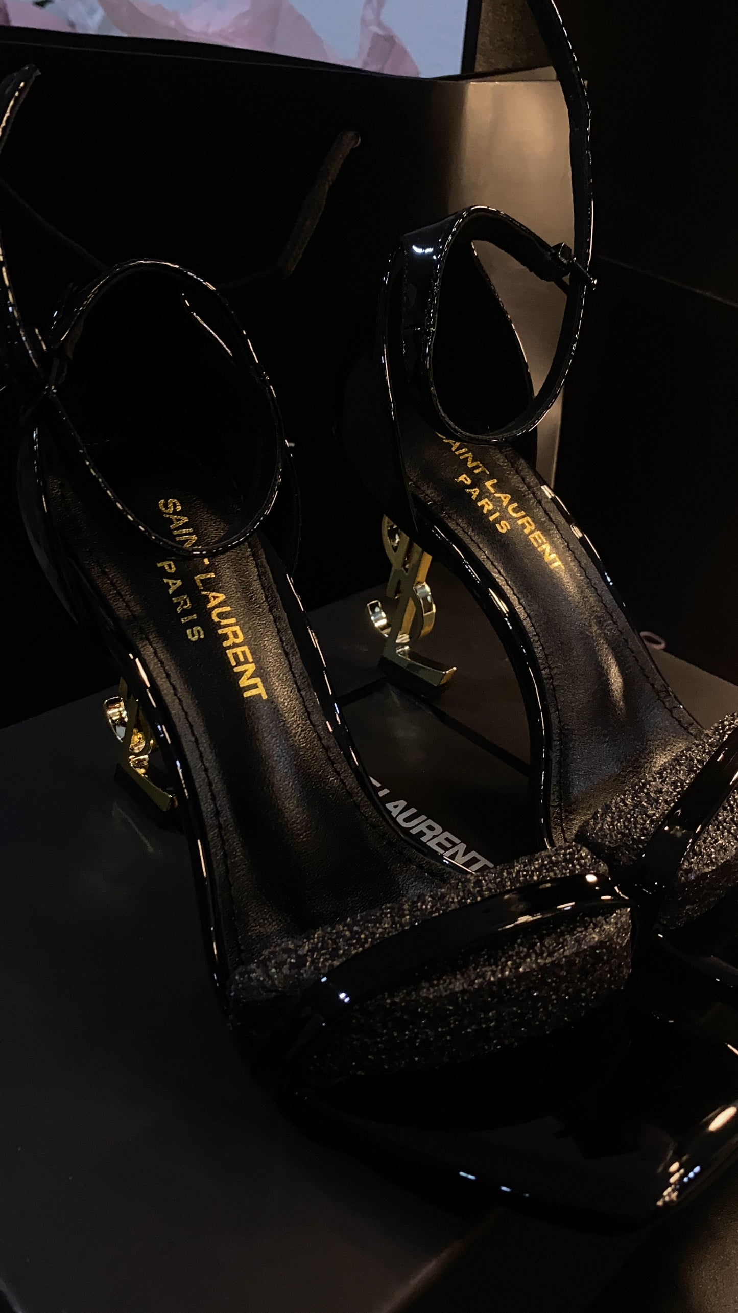 Black/gold heels