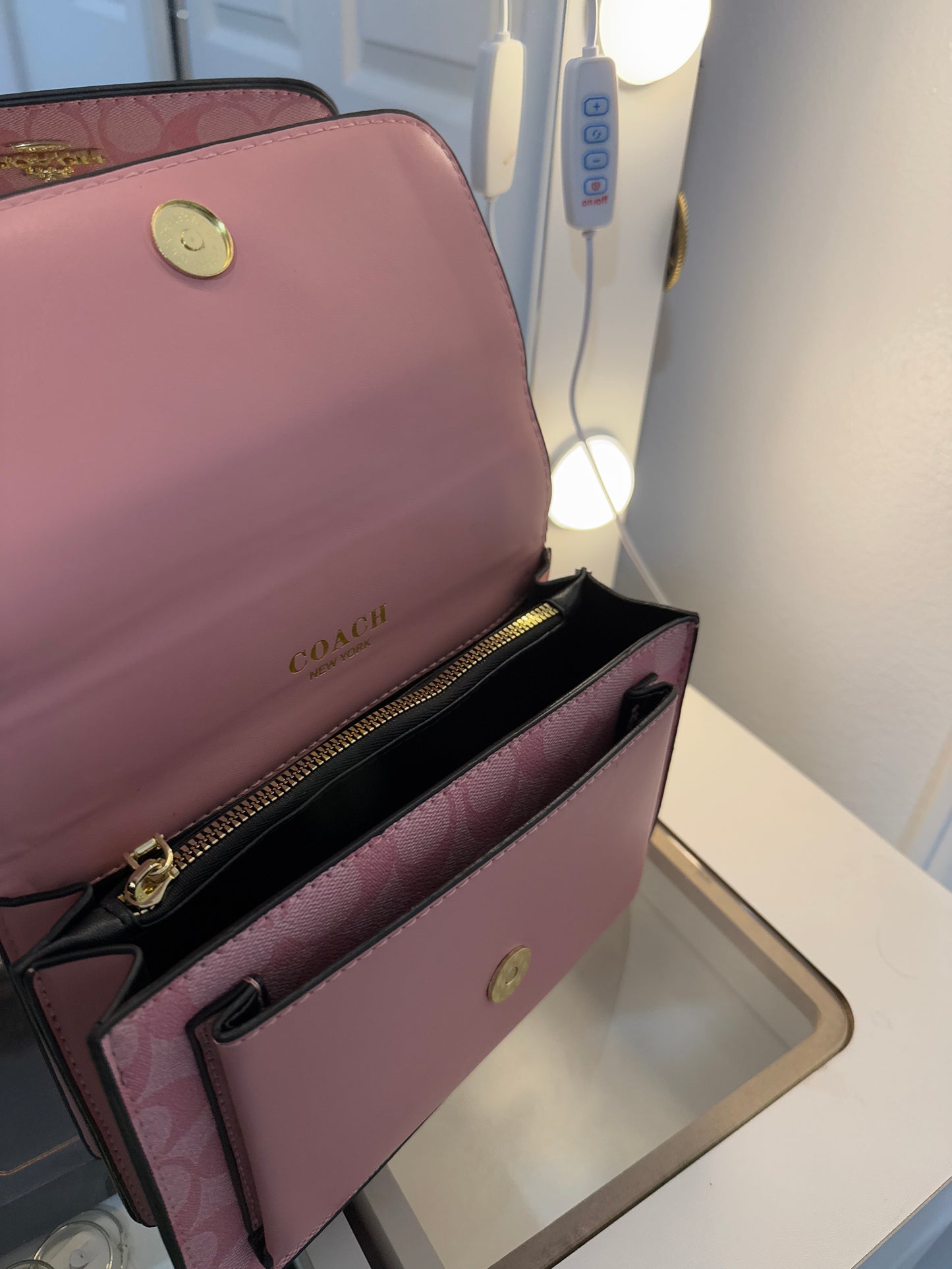 Pink cross body purse