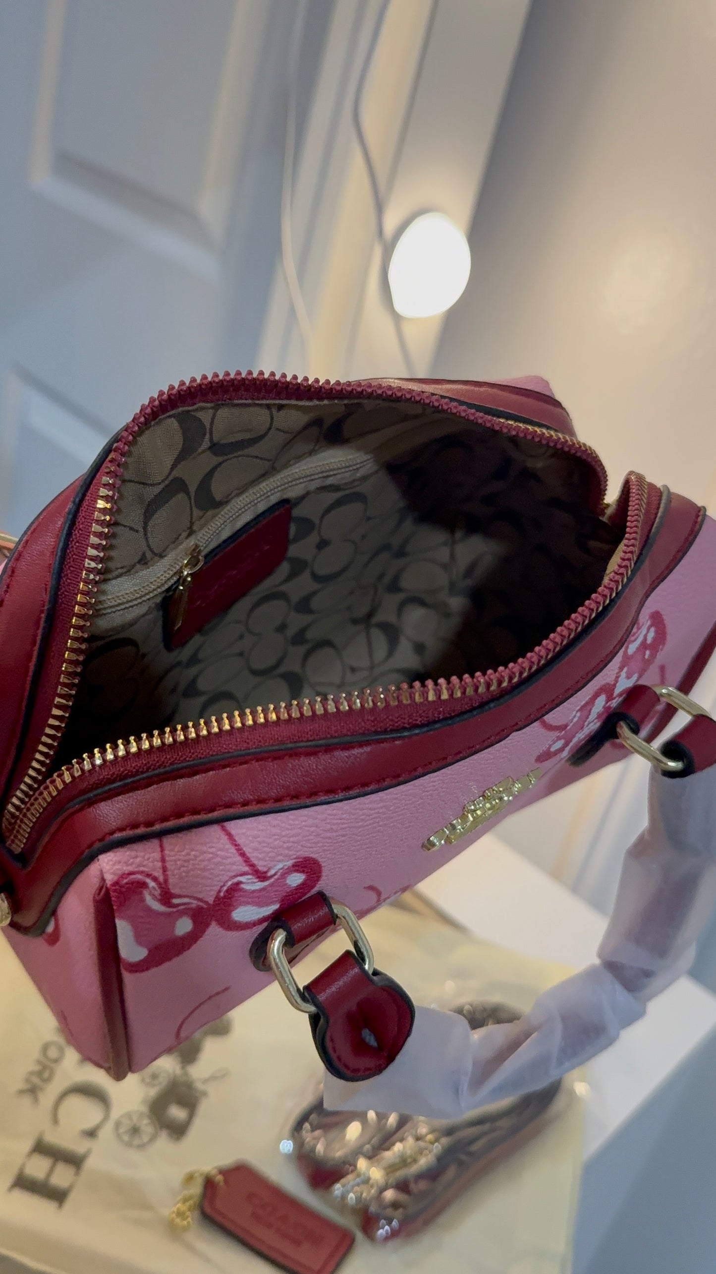 Pink cherry bag ( no box )