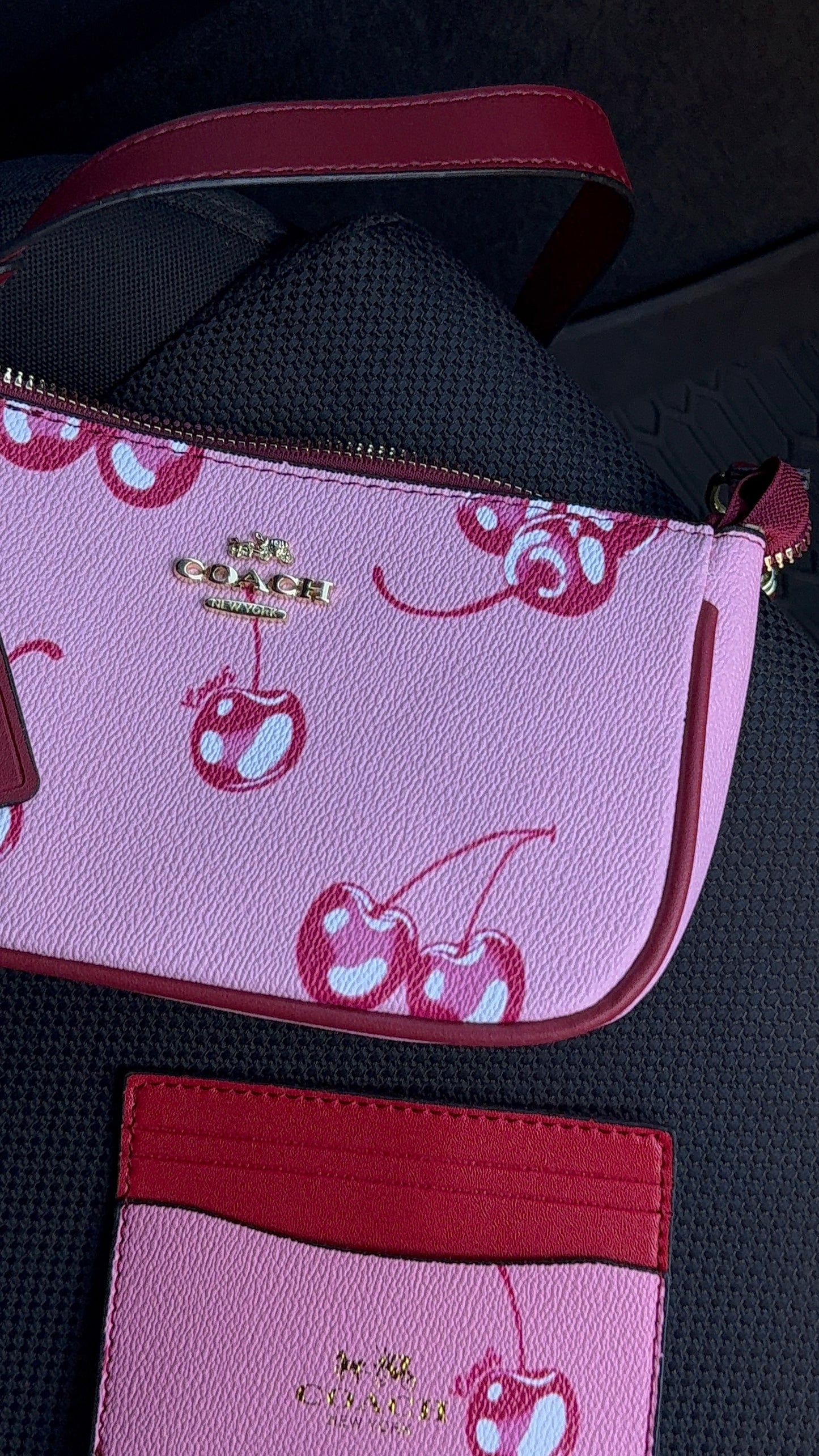 Cherry bag & card holder duo (no box)