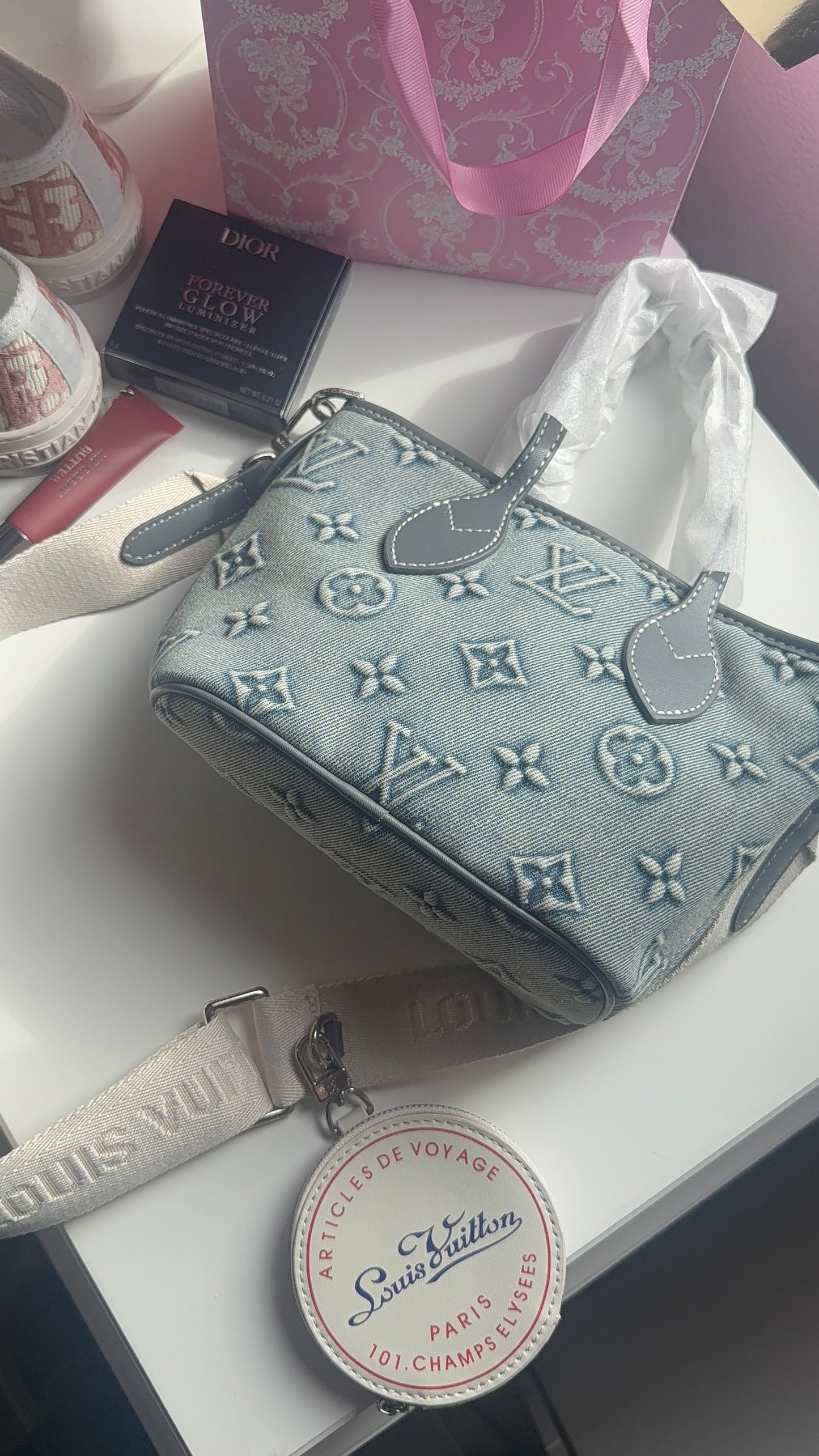 Jean blue cross body purse set