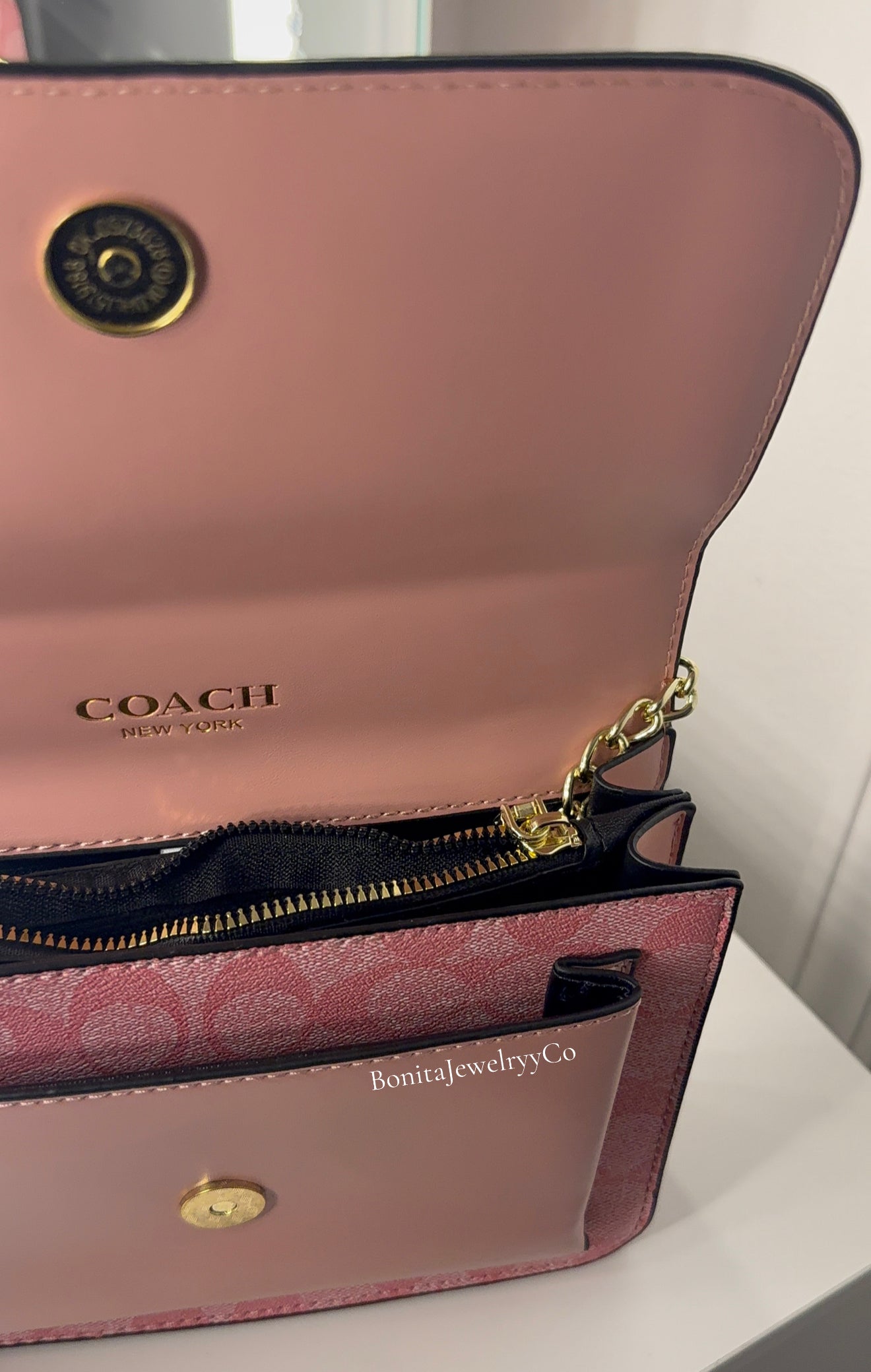 Pink cross body purse