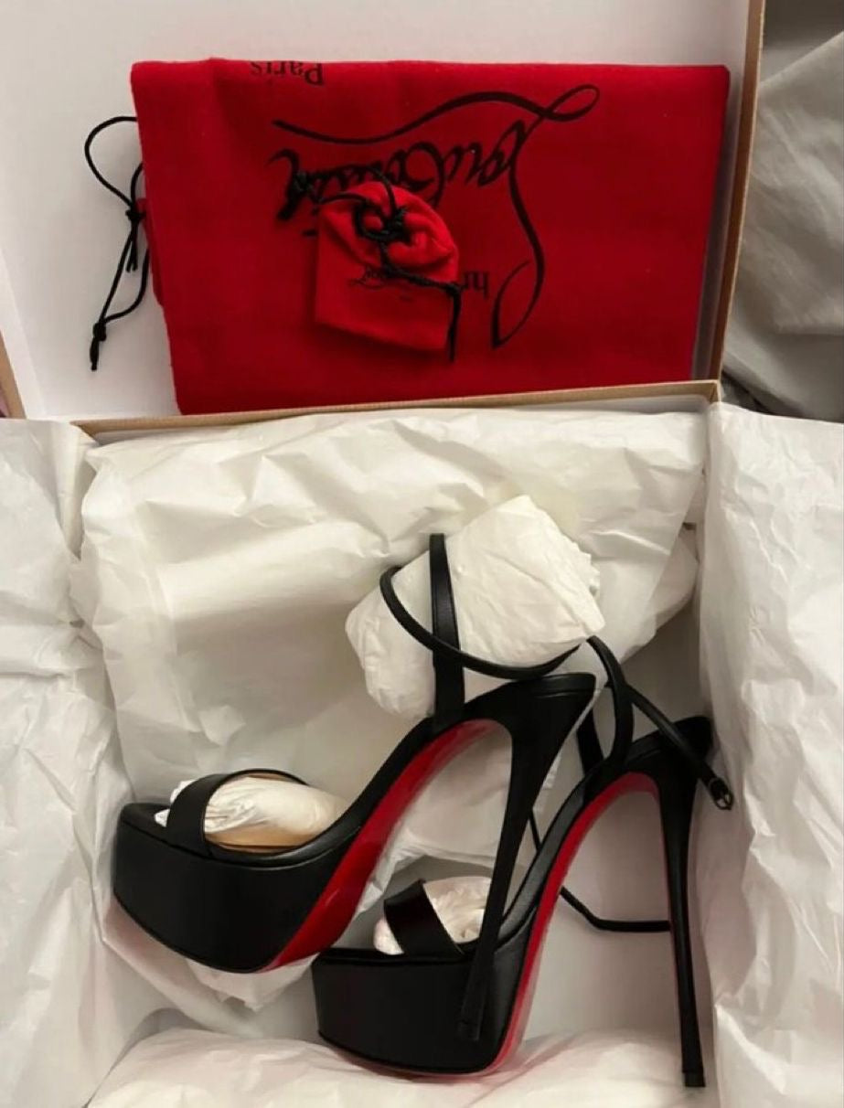 Black heels with red sole