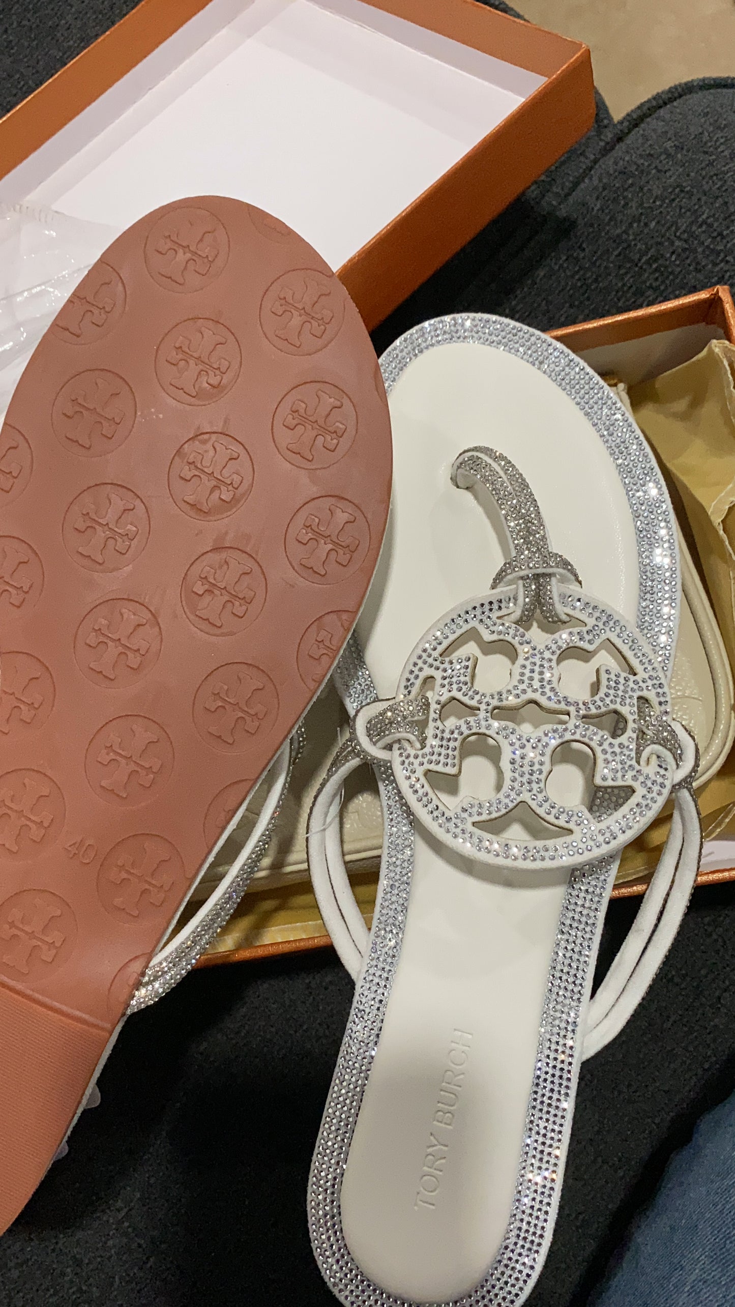 White sparkly sandals ( no box )