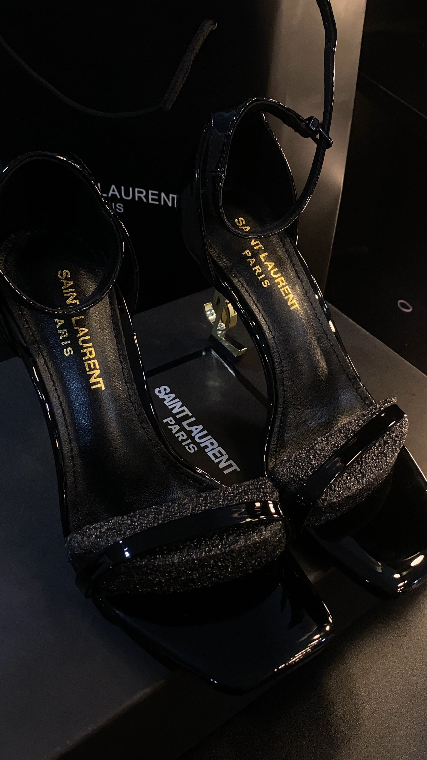 Black/gold heels