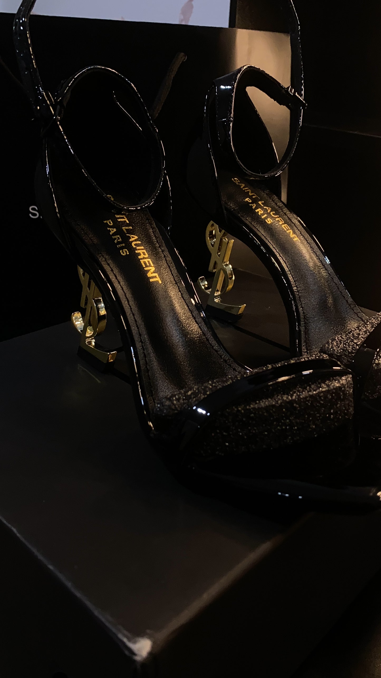 Black/gold heels