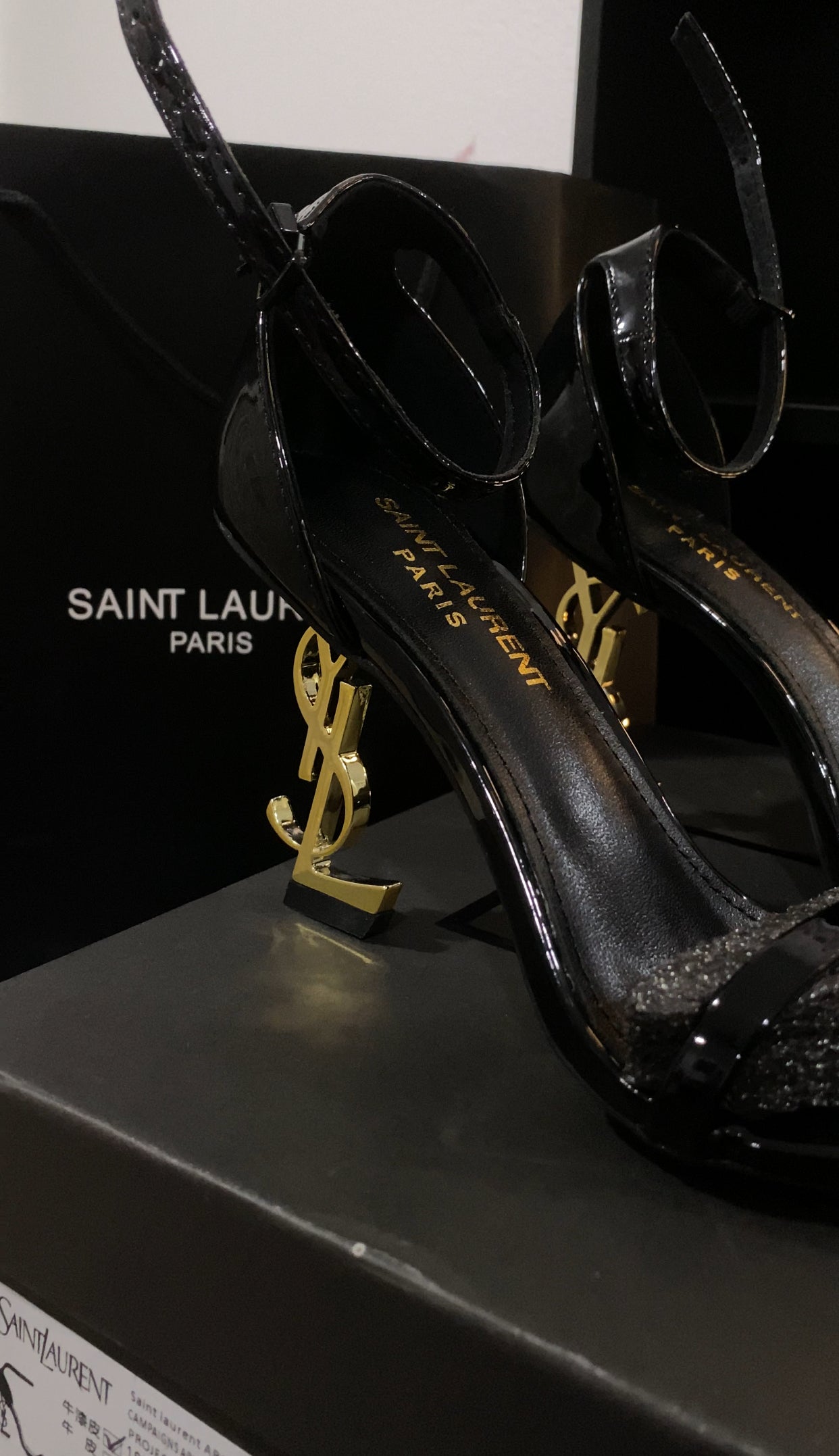 Black/gold heels
