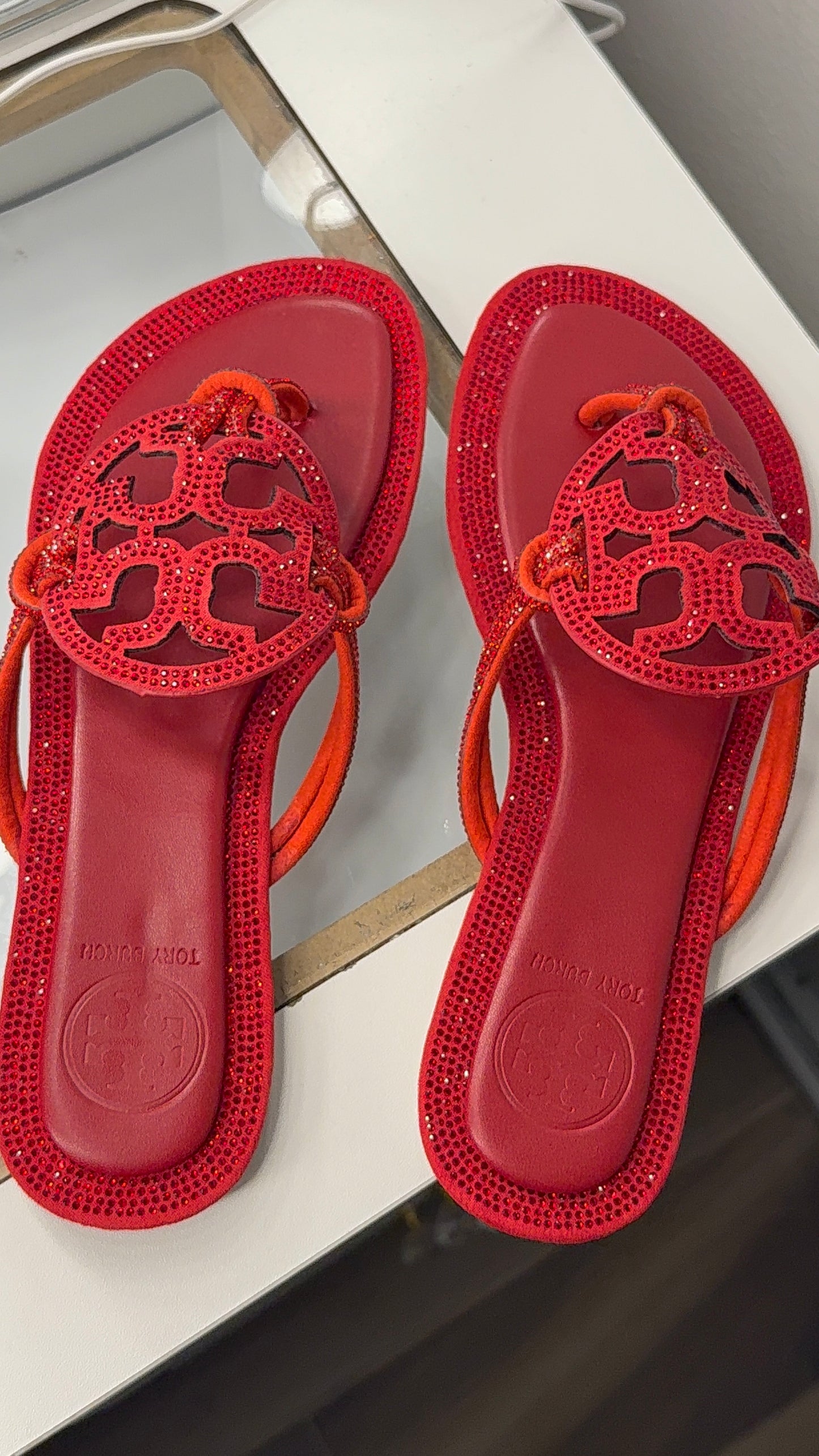 Red sparky TB sandals- no box
