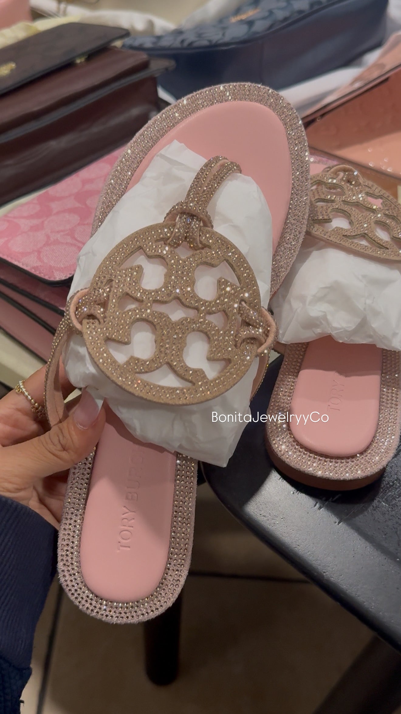 Pink sparkly glitter sandals ( no box )