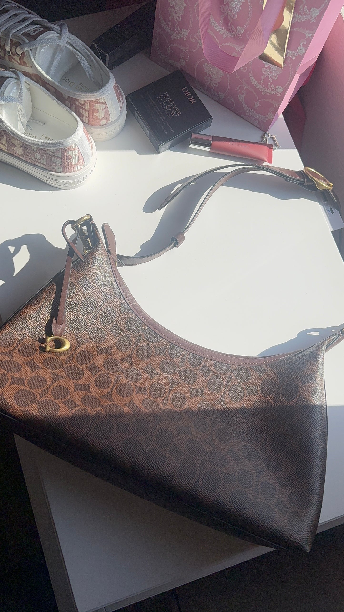 Brown print purse