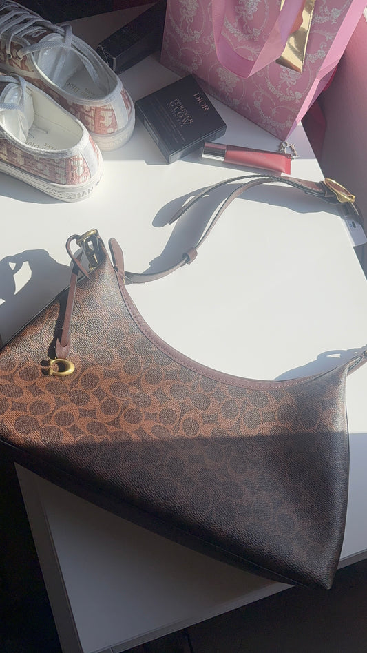 Brown print purse