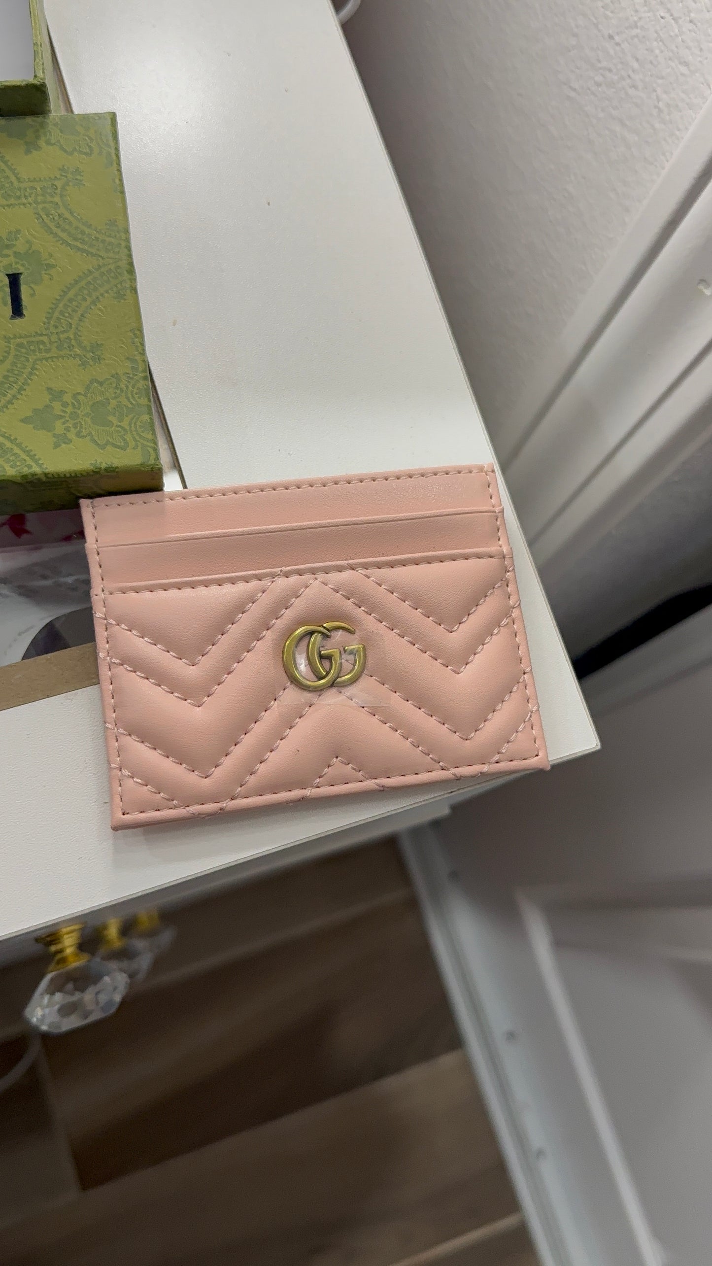 Pink GG card wallet