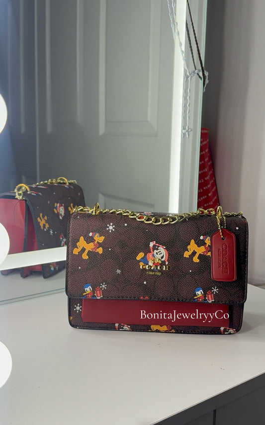Red character purse with gold strap