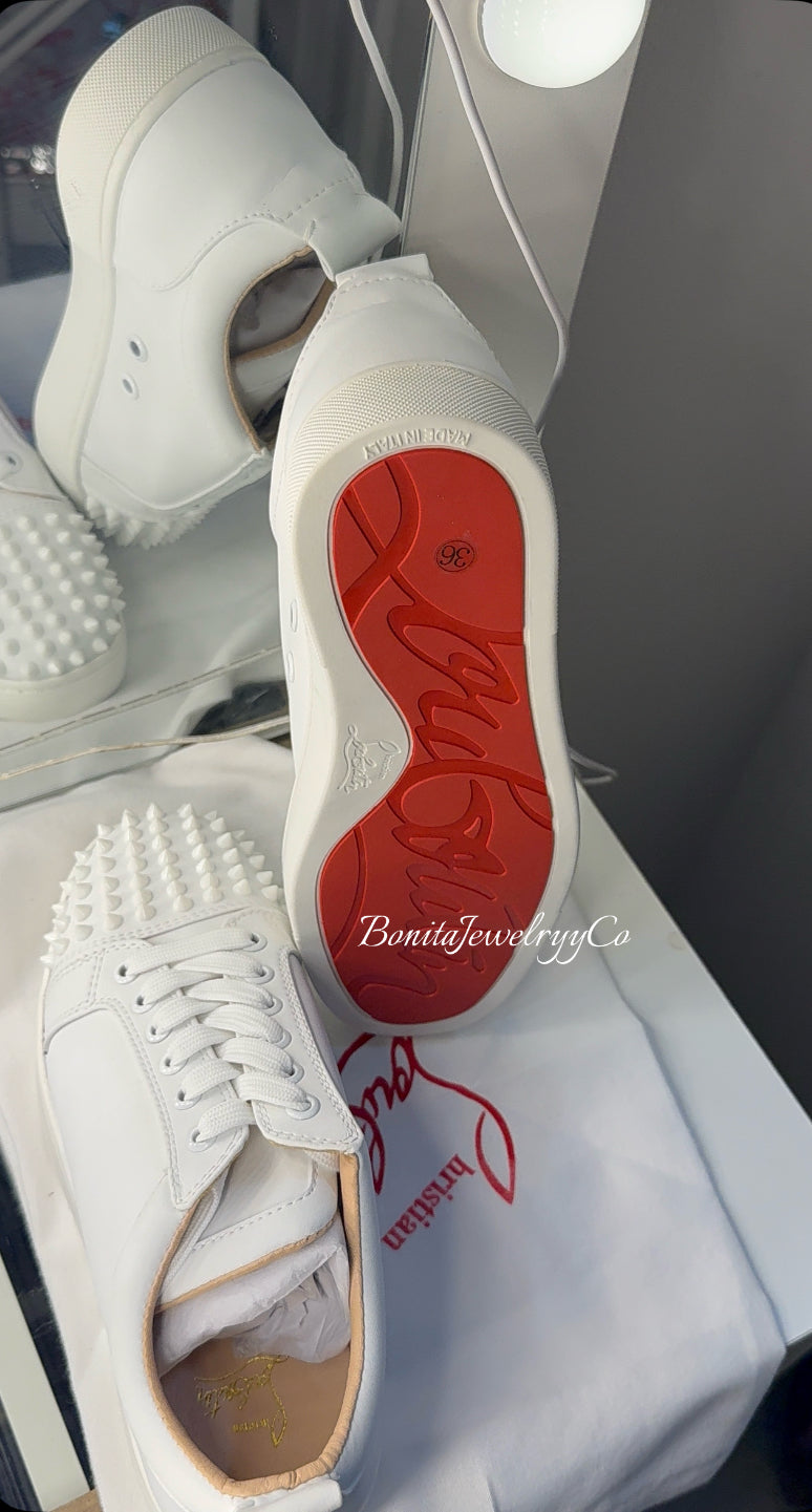 Unisex White red sole shoes