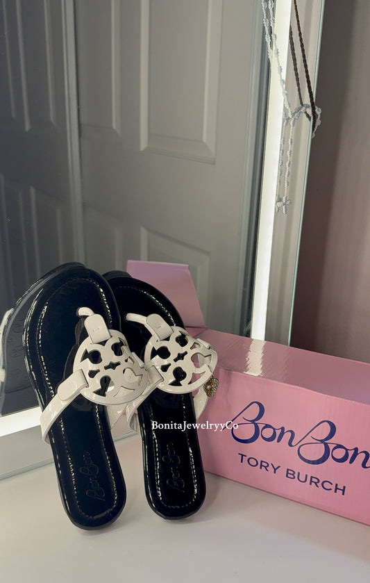Black & white Bon Bon Tory sandals