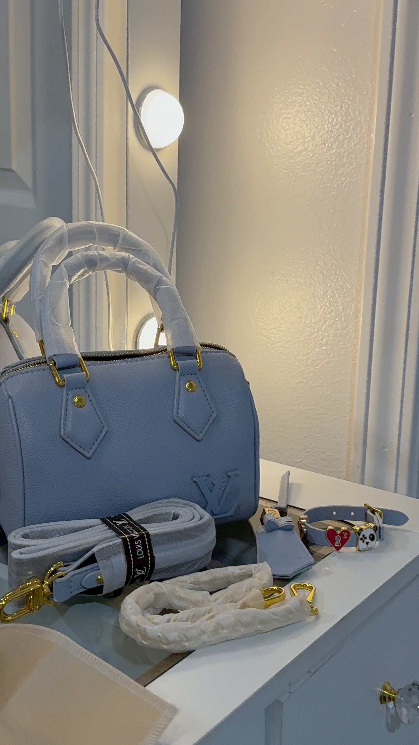 Baby blue luxury hand bag