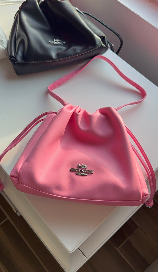 Pink drawstring purse