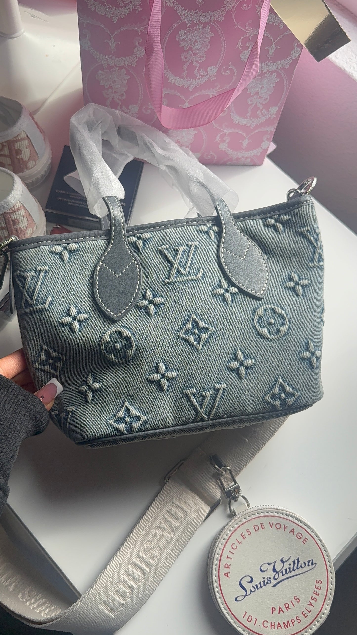 Jean blue cross body purse set