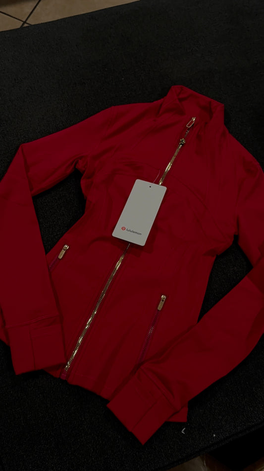 Red Lulu with gold zipper