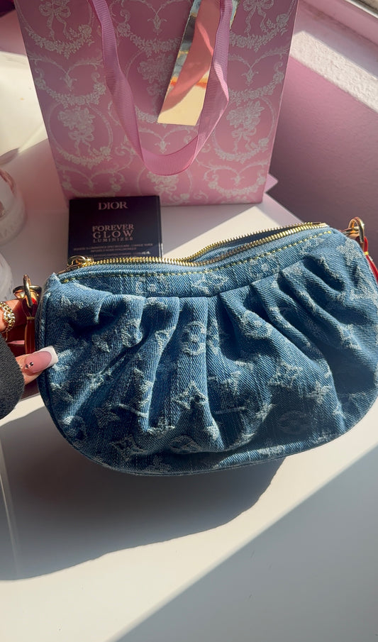 Blue monogram purse