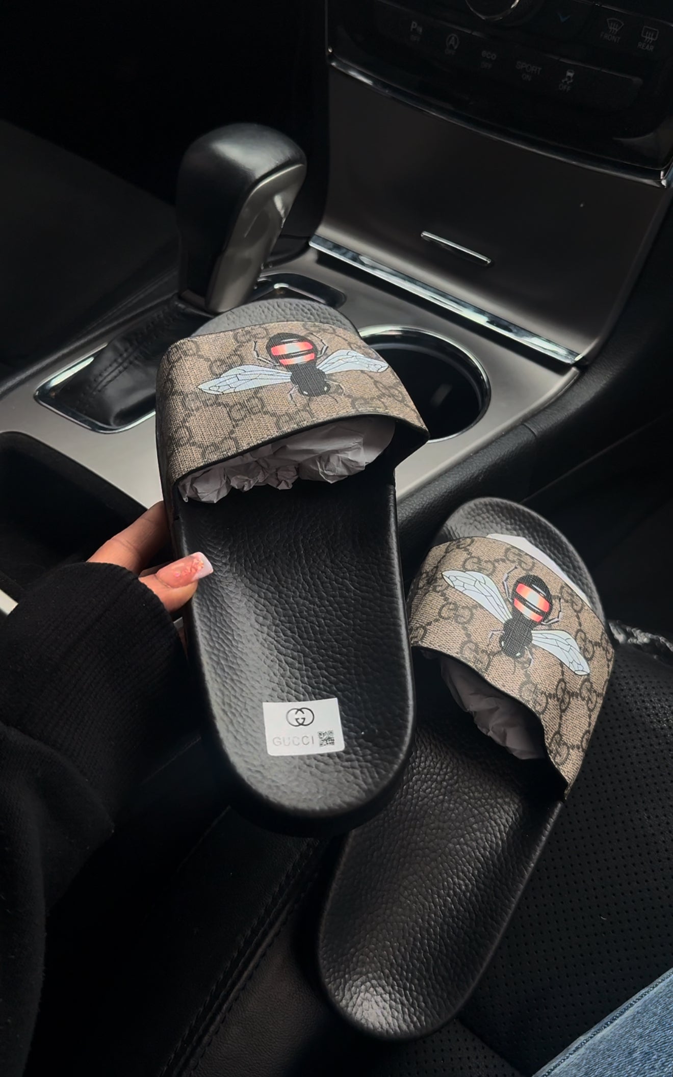 Unisex Brown fly monogram slides
