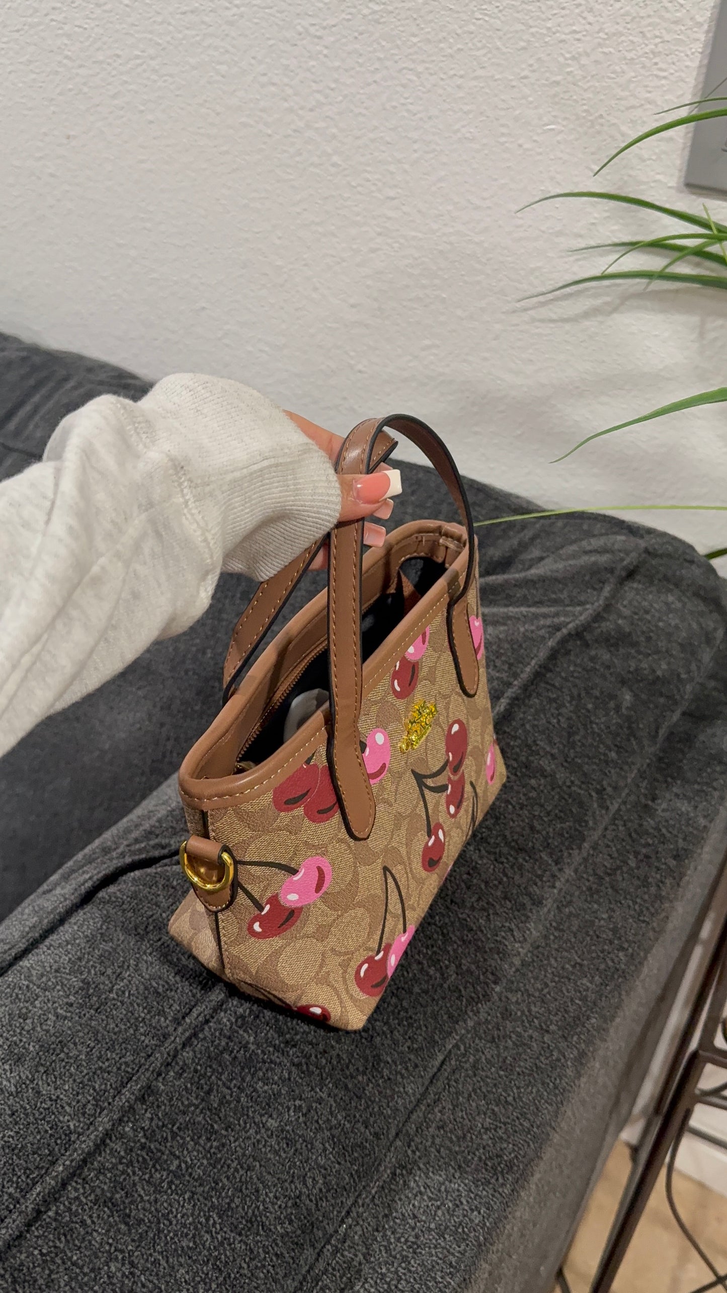 Small brown cherry purse