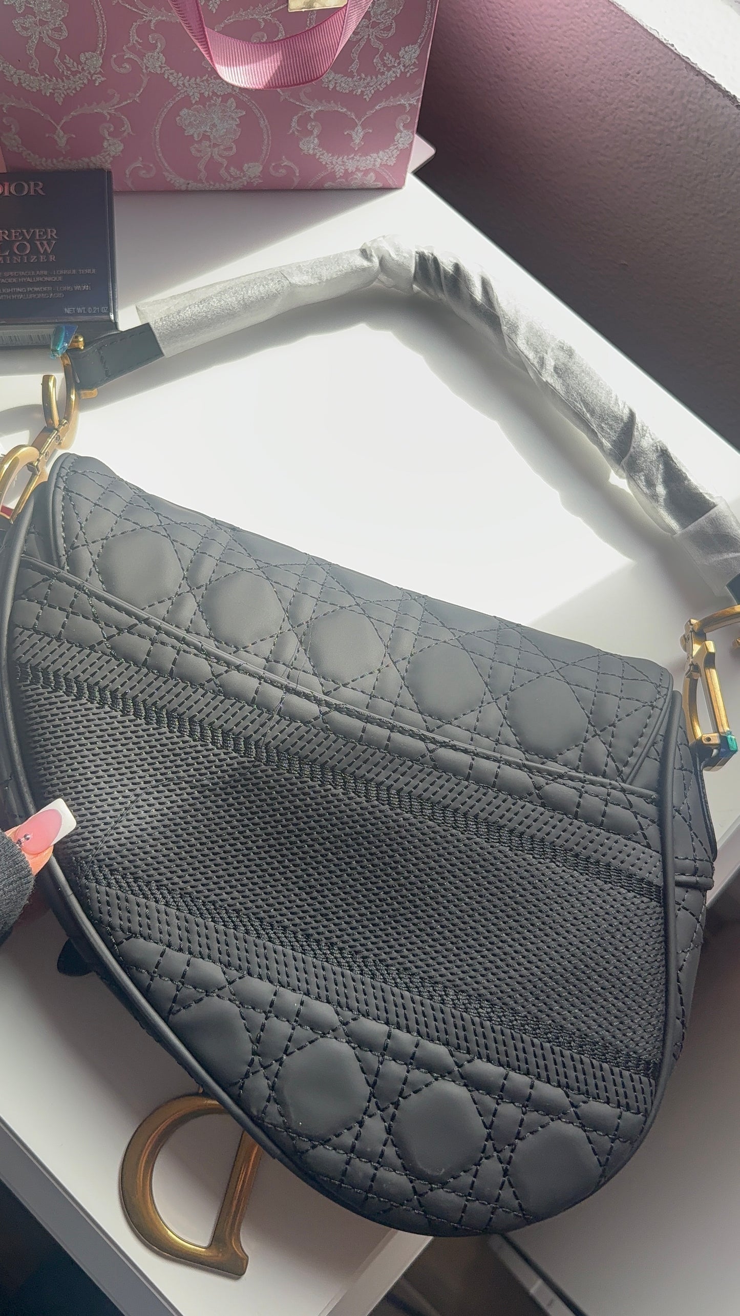 Vintage black saddle purse