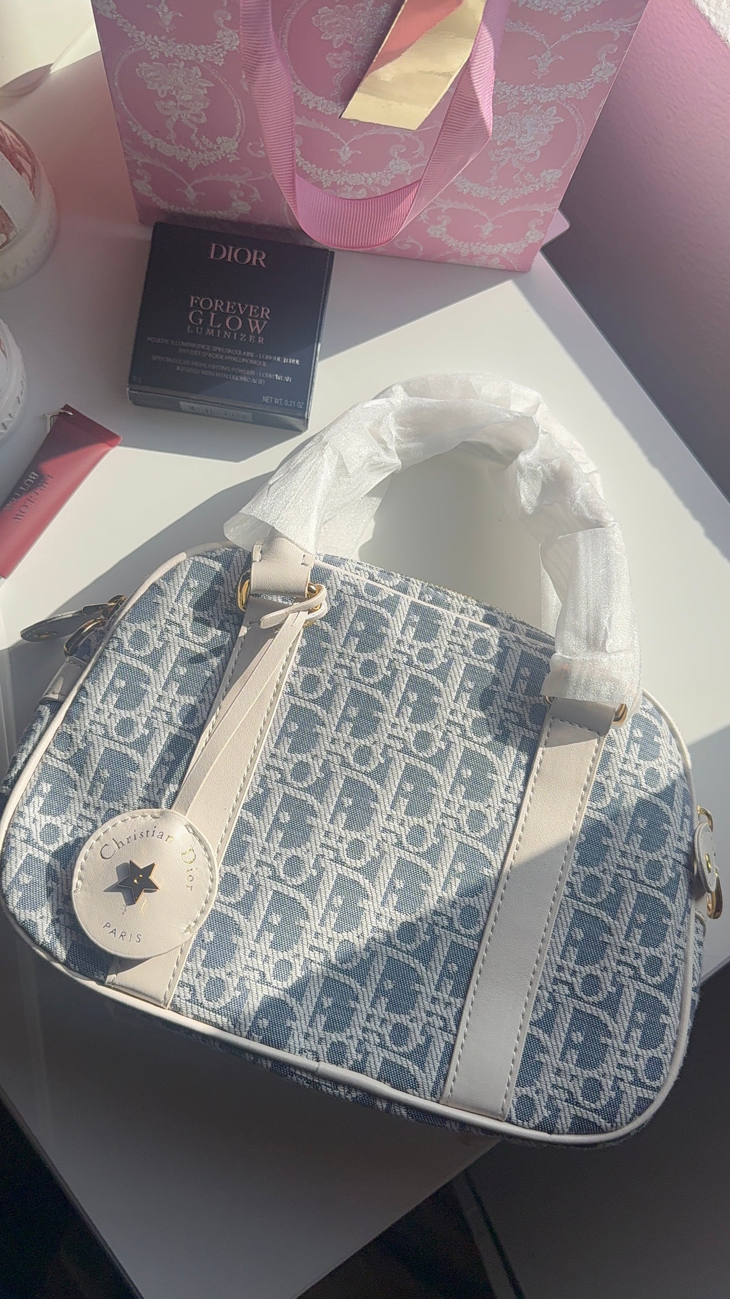 Blue monogram purse