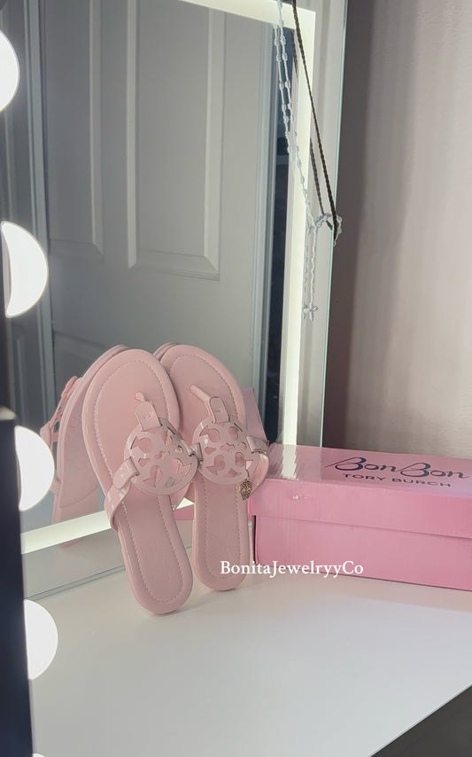 Baby Pink Bon Bon Tory sandals