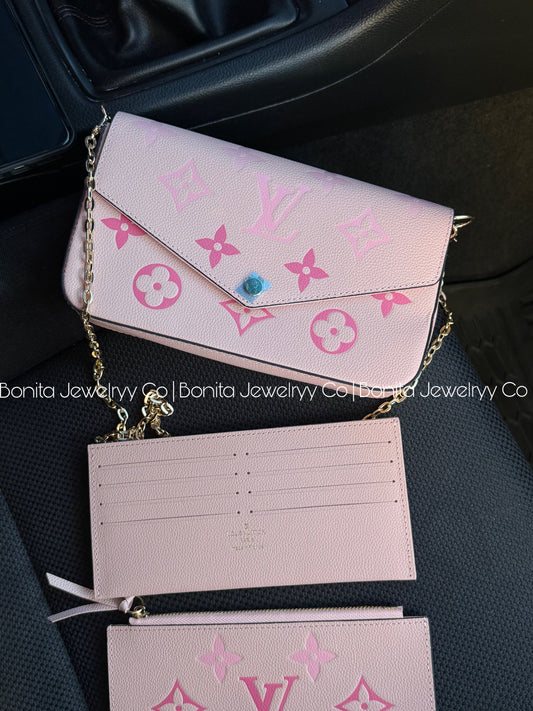 3pc cross body bag - pink color